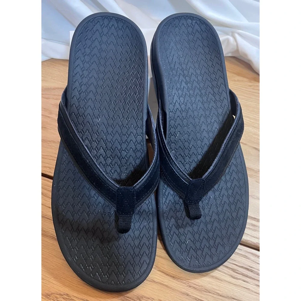 Vionic Mens Tide II Flip Flop Sandals Size 9 Black Orthotic Arch Support Comfort